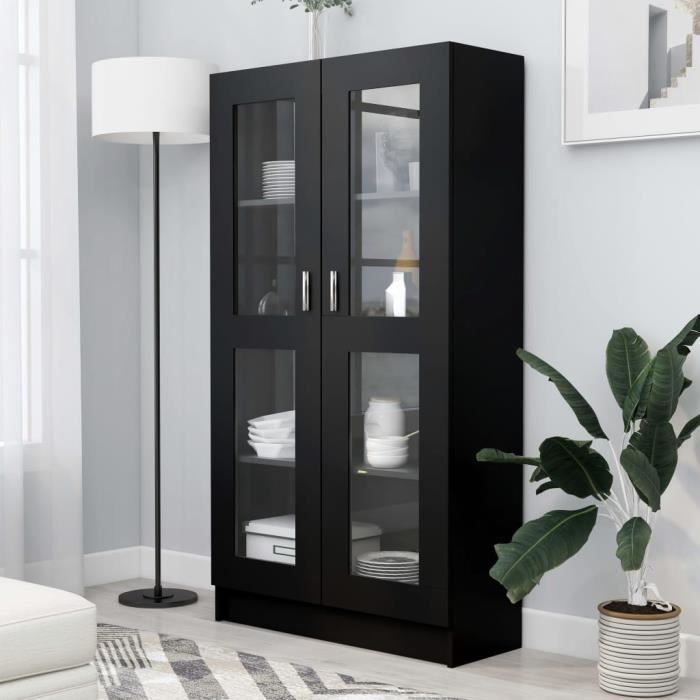 VX - Armoire à vitrine Noir 825x305x150 cm Aggloméré