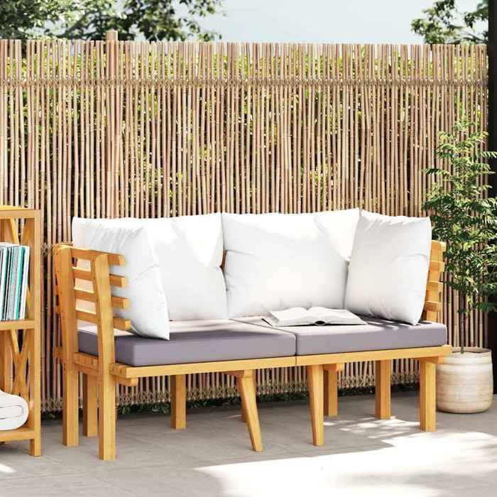 vidaXL Canapé de jardin 2 places avec coussins Bois d'acacia massif