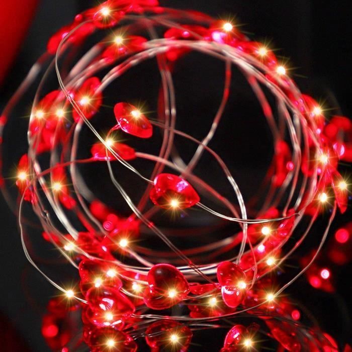 Led Coeur Rouge Guirlande lumineuse en cœur rouge - 40 LED 4 m pour la Saint Valentin ...