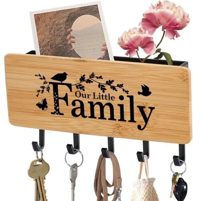 Boîte à clés en bois de manguier 30 × 40 cm – rangement mural vintage pour clés | Irisia maison