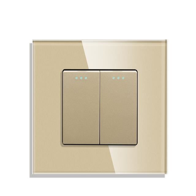 Interrupteur Mural À Bascule 1-2 Voies En Verre Cristal Blanc 16 A (3