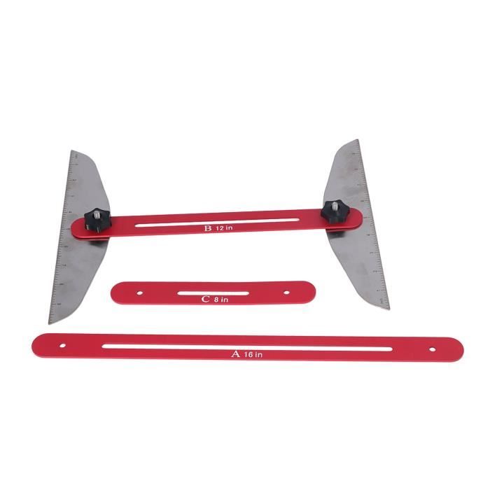 Outil de mesure de marche d'escalier en alliage d'aluminium de 20,3 à 142,2 cm - Outil de mesure précis pour marches d'escalier et d'étagère - Outil de disposition pour le travail du bois, les
