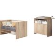 Chambre bébé duo NIKO - Lit 70x140 cm + Commode à langer 2 portes - Décor chêne naturel - TRENDTEAM-1