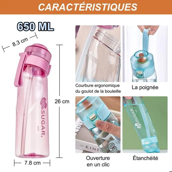 Gourde Parfumée Farmty 720 Ml Avec 7 Capsules - 0 Sucre, Pour Sport Et Plein Air (violet Gourde Parfumée Farmty 720 Ml Avec 7 Capsules - 0 Sucre, Pour Sport Et Plein Air (violet