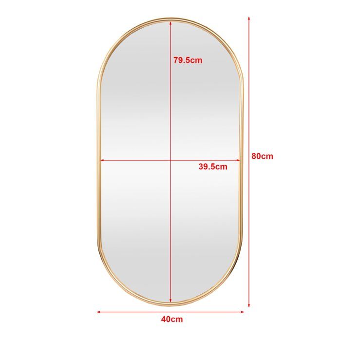 Miroir Mural Ovale Doré YCHMIR - 36,8x25,4cm, Déco Vintage Pour Salon Ou Salle De Bain