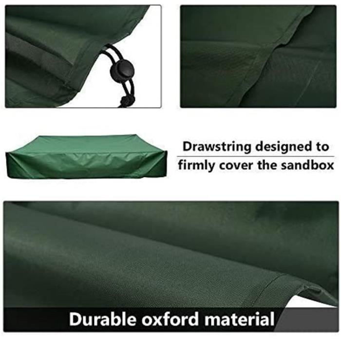 Housse Bac à Sable 125x125x20cm - Imperméable Tissu Oxford Avec Élastique - Protection Jardin