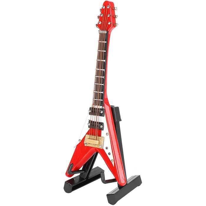 guitare miniature avec support et étui, mini instrument de musique 10 cm  mini guitare miniature modèle de maison de poupée cadeau
