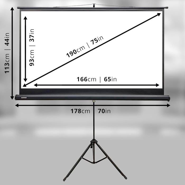 Duronic TPS75 16:9 Ecran de Projection TV et Home Cinema de 75 Pouces ...
