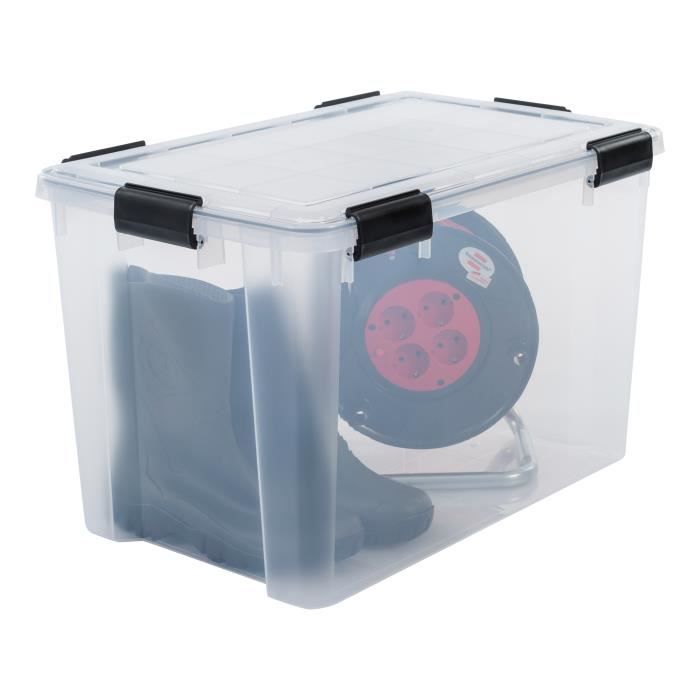 IRIS OHYAMA Lot de 4 boîtes de rangement empilables avec couvercle - Multi  Box - MBX-6 - Noir, rouge et transparent - 6 L - Cdiscount Maison