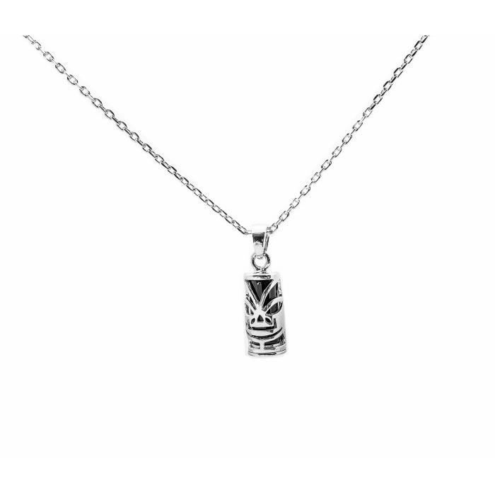Pendentif Tiki Guerrier En Argent Sterling 925 - Chaîne 20 Pouces - Neuf Sans Boîte