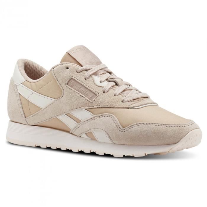 REEBOK Baskets Classic Nylon Rose Femme Beige Cdiscount Chaussures