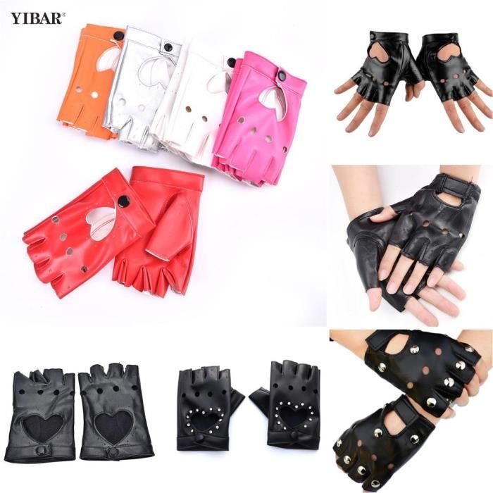 MELLIEX Gants Cuir PU Sans Doigts - Mitaines Hiver Unisexe - Conduite Moto