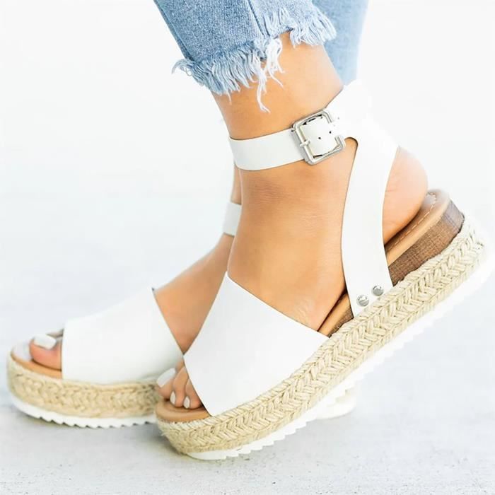 Sandales d t femme bout ouvert plate forme d contract e