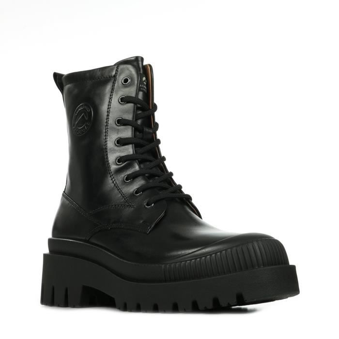 Boots femme PATAUGAS Ainoa Cuir noir Semelle crant e et