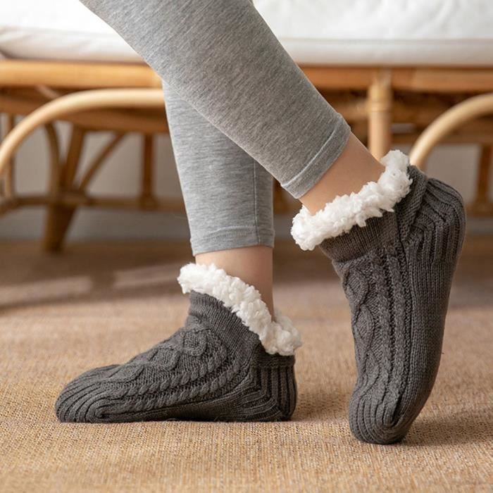 Femme Homme Chaud Confortable Chaussettes de Couchage Antid rapant