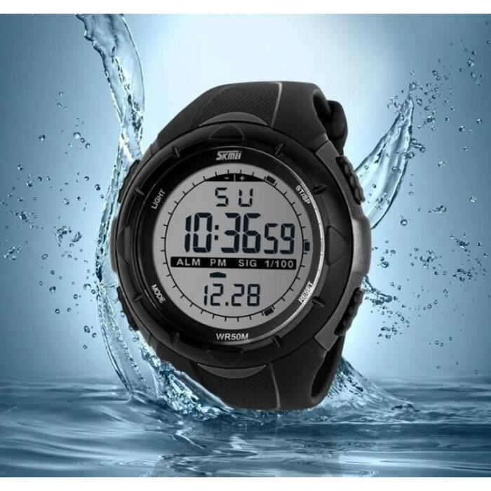 Montre Sport Militaire étanche Homme - Analogique/numérique, Quartz, Chronographe, Bleue, Neuve