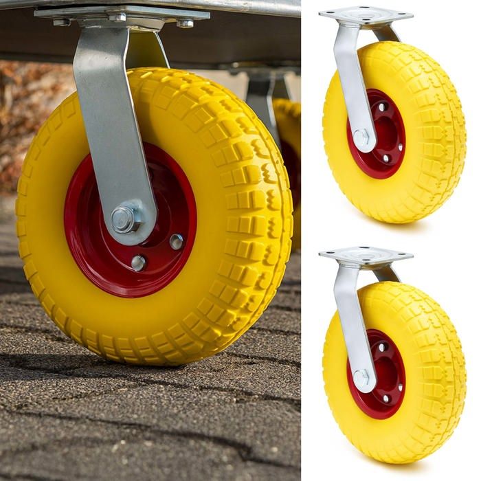 Kit 2 Roulettes Pivotantes WilTec - Double Blocage - Caoutchouc 75mm - 50kg