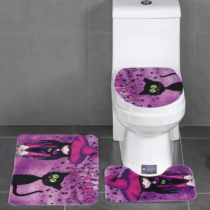 Tapis de Bain Trois Pièces Antidérapant Ensemble Salle de Bain Tapis Contour WC Couvre Couverture de Toilette Siège