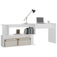 #3668 Table de bureau d'angle Meuble De Bureau Professionnel - Bureau console Blanc brillant 200x50x76 cm Aggloméré Parfait-2
