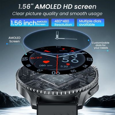 Montre Connectée avec Appel Bluetooth Écran AMOLED, Couronne Rotative Codée, Lentille Fresnel au