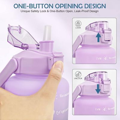Hiroekza Bouteille d'Eau de Sport Grande Capacité 48oz avec Paille et Marquages de Motivation - Gourde D'entraînement Physique Étanche pour Gym, Randonnée et Bureau - Plastique Tritan Sans BPA Rose
