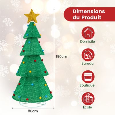 Sapin De Noël Artificiel Enneigé 135 Cm - 688 Branches, 200 LED Intégrées, Base Métallique Stable