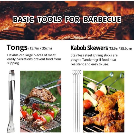 Set barbecue acier inoxydable (sac 9 ustensiles) – CUISINE AU TOP