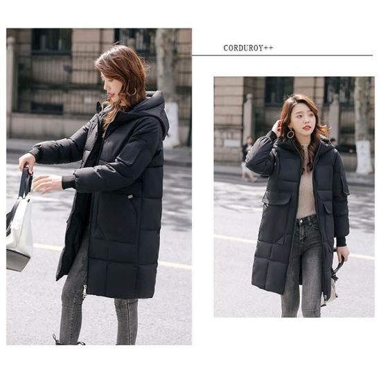 Manteau Femme Hiver Taille Plus Coton Noir GOGOQ Noir Cdiscount Pret a Porter