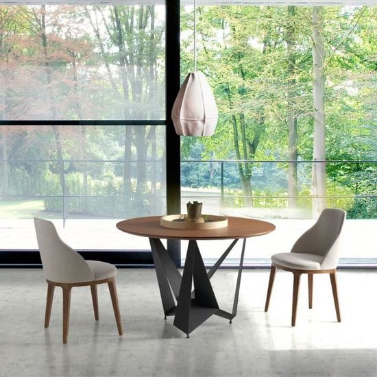 Table De Repas Ronde Noyer Noir Mat Nogu L 120 X L 120 X H 76