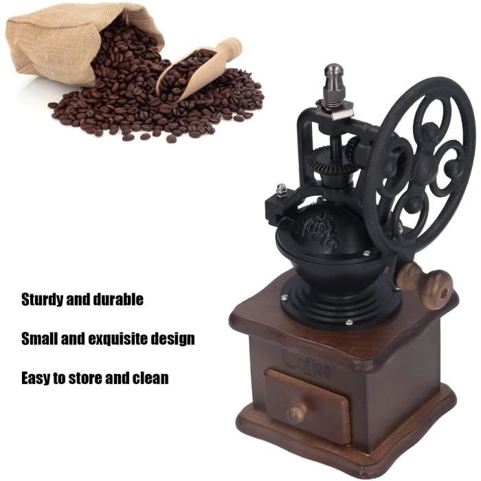 Moulin à café manuel en bois avec manivelle en fonte - Marque 123
