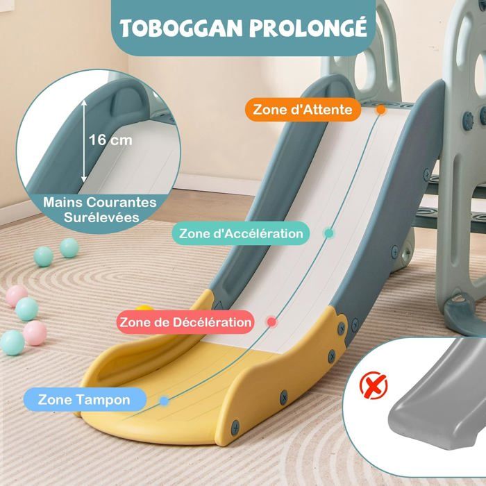 Qaba Toboggan Et Balancoire Pour Enfants De 18 Mois A 3 Ans Avec Pa... - Brick Qaba Toboggan Et Balancoire Pour Enfants De 18 Mois A 3 Ans Avec Pa... - Brick