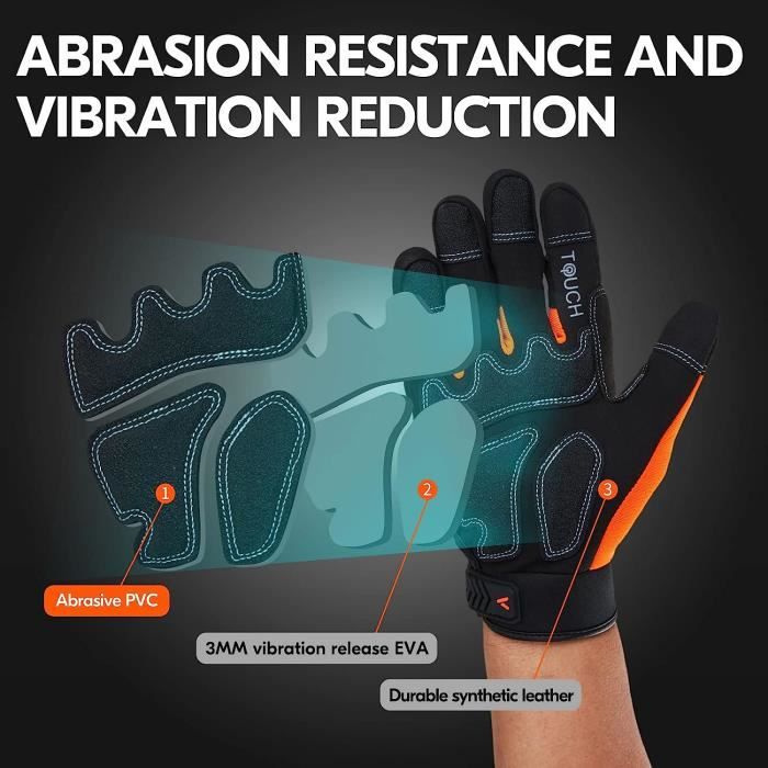 Gants De Travail Vgo. Securite Gants Mecanicien Anti vibrations Robustes sl8849ip9 lorange1paire Cdiscount Auto