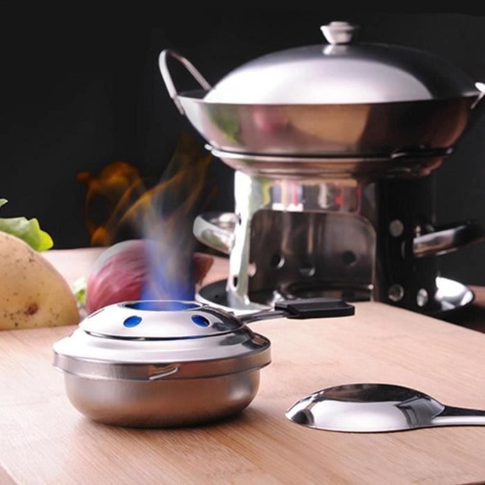 Brûleur à Alcool VAZZIC - Acier Inoxydable Avec Poignée Amovible - Pour Fondue Et Camping