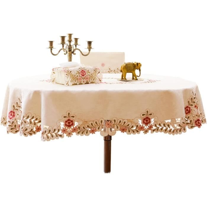 Sobeta Nappe Brodée Ovale Blanche 40,6 X 83,8 Cm - Dentelle Florale Pour Décoration Intérieure