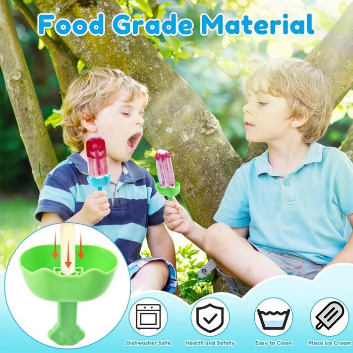 Porte-Glace Anti-Goutte – Lot De 4 – Support Réutilisable Pour Sucettes Glacées – Avec Paille – Pour Enfants, Fêtes D’Été