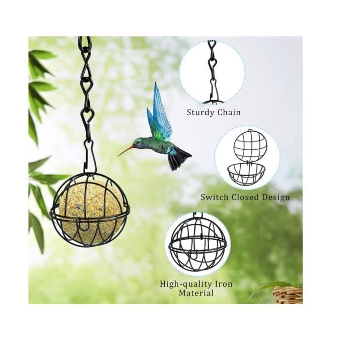 Mangeoire Pour Oiseaux Sauvages - Métal - Anti-écureuil - 6 Mangeoires - Extérieur