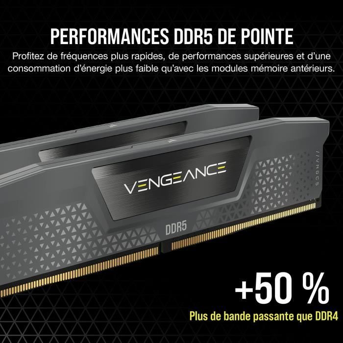Memoire RAM CORSAIR Vengeance DDR5 RAM 64Go 2x32Go 5600MHz CL40 AMD EXPO Compatible iCUE Gris Cdiscount Informatique