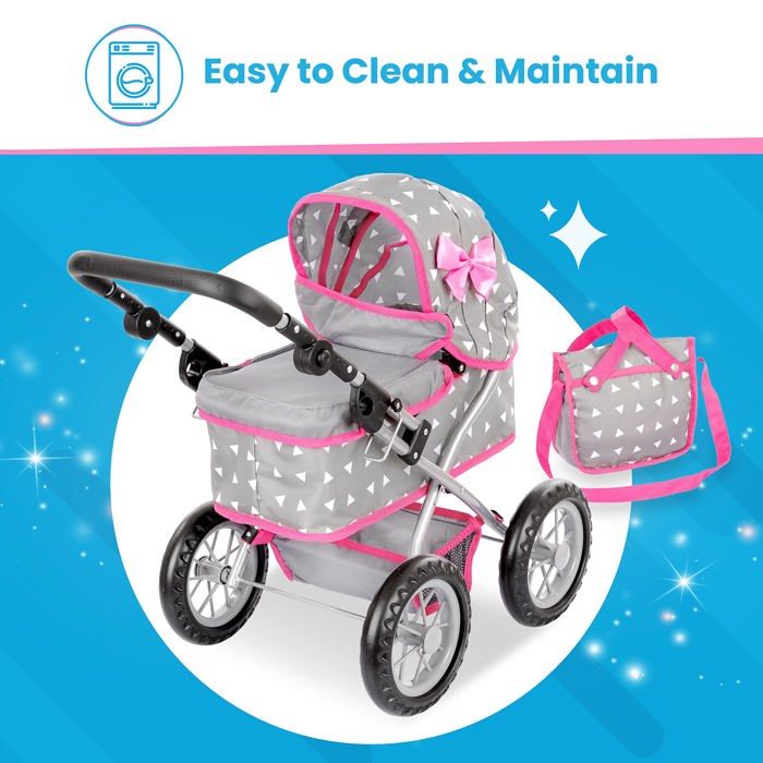 Poussette poupée Alice 2en1 modulable avec châssis stable et panier Poussette poupée Alice 2en1 modulable avec châssis stable et panier