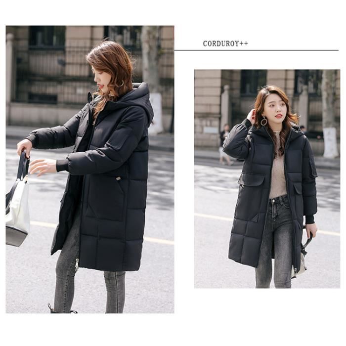 MANTEAU Femme Hiver Taille plus couleur unie couleur unie Coton Noir GOGOQ
