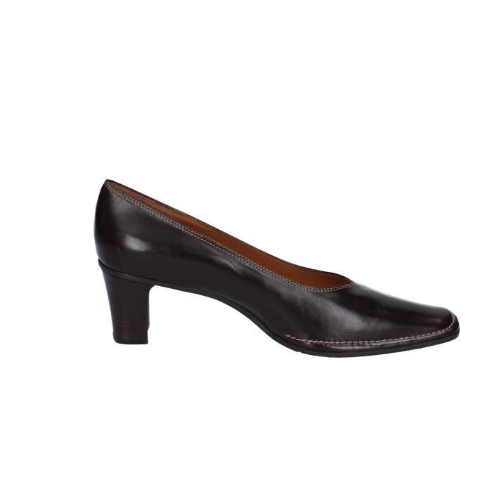 Escarpin marron talon carré best sale