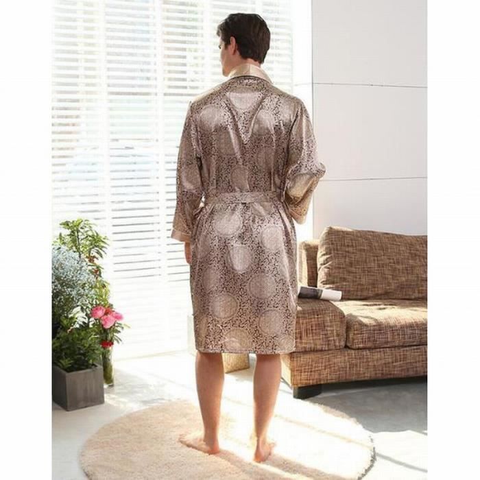 Pyjama homme 2 pieces Chemise de nuit short peignoir en satin pyjama grande taille Peignoir Dore Imprime Jaune Cdiscount Pret a Porter