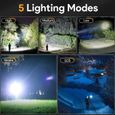 Lampe Torche LED Ultra Puissante, Lampe Torche 10000 Lumens Rechargeable avec 5 Modes pour Camping Randonnée Urgencea-3