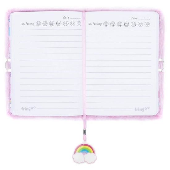 Agenda en peluche Fringoo® Adorable licorne Format A5-3D 80 pages a5 Motif chat Rose Pour garçons et filles Avec verrou et marque-page