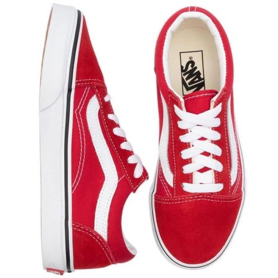 Basket bébé garçon Vans Old Skool V - Rouge - Cuir - Scratch Rouge -  Cdiscount Chaussures