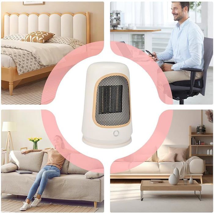 Chauffage D'appoint 400W Pour Petite Pièce - Ventilateur Chauffant Céramique, Minuteur, Sécurité Anti-bascule
