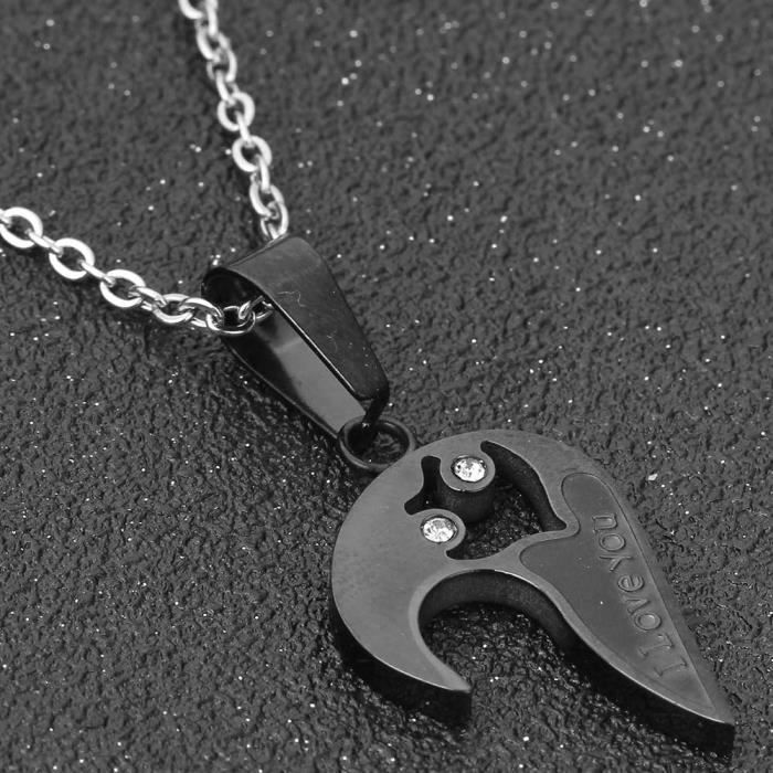 Acier Inoxydable Collier Homme Couple Collier à Pendentif Coeur