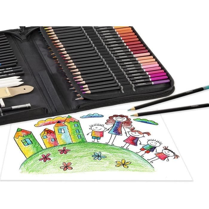 hhhouu Professionnel Colore Crayons de Dessin Art Set, Avec Graphite &  Crayons de Couleur au Fusain, Matériel Artistique Idéal Cadeaux pour  Artistes, Ėtudiants, Débutants BW-CPS-N01 : : Fournitures de bureau
