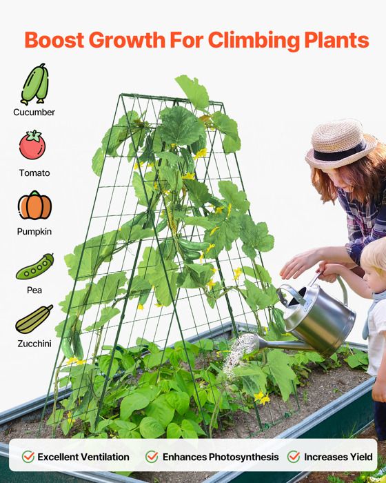 VEVOR Treillis Jardin Métal Antirouille 51x180cm - Lot De 4 Supports Robuste Pour Plantes Grimpantes, Rosiers, Concombres - Idéal Extérieur