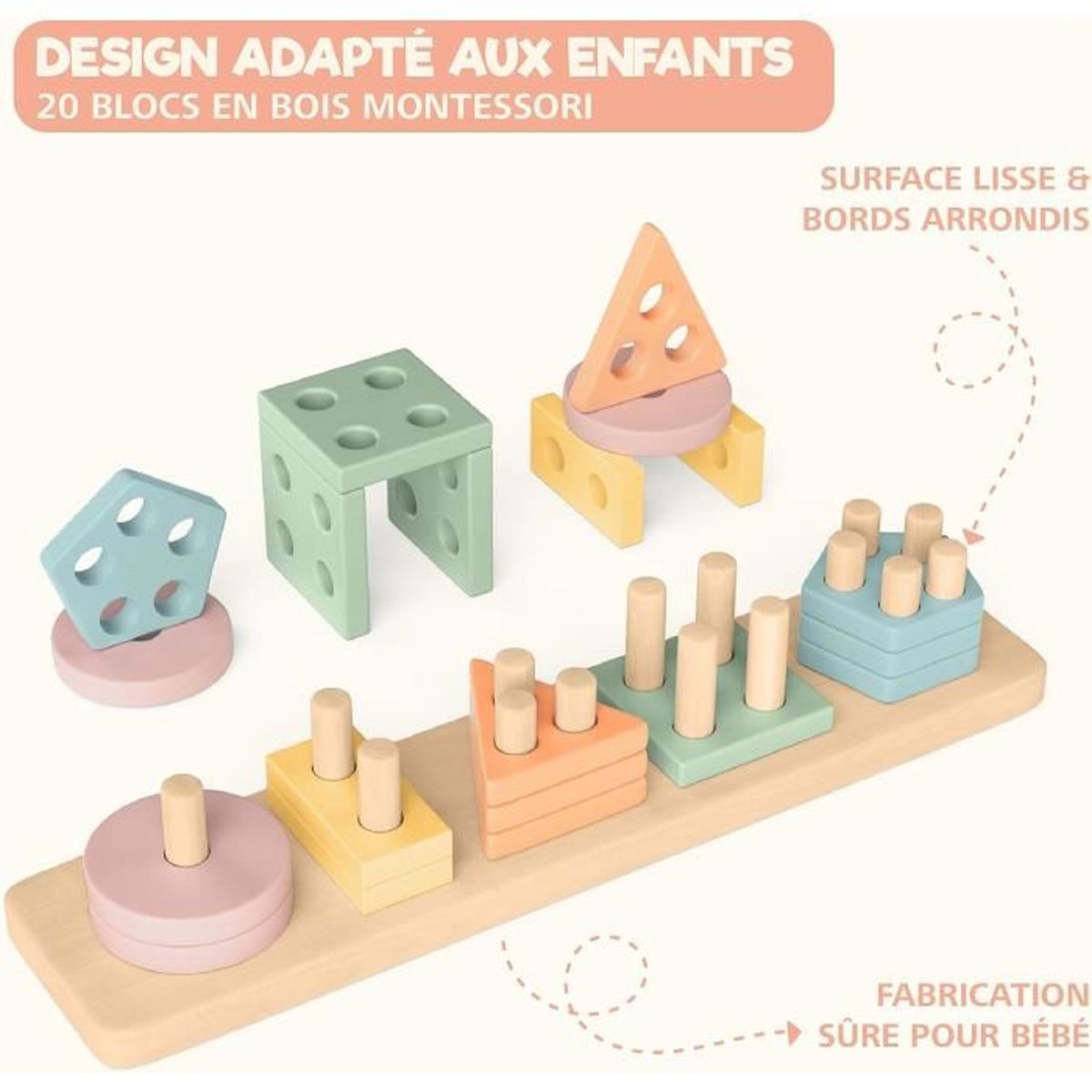 GUHAOOL Jeux Montessori à Empiler Et De Tri Couleurs 1 2 3 Ans,2 En 1 Jouets Trieurs De Formes Montessori Jeu De Peche Magnetique Puzzles A Trier Les Formes Cadeau De Noel Pour Garcons Filles 1 2 3ans