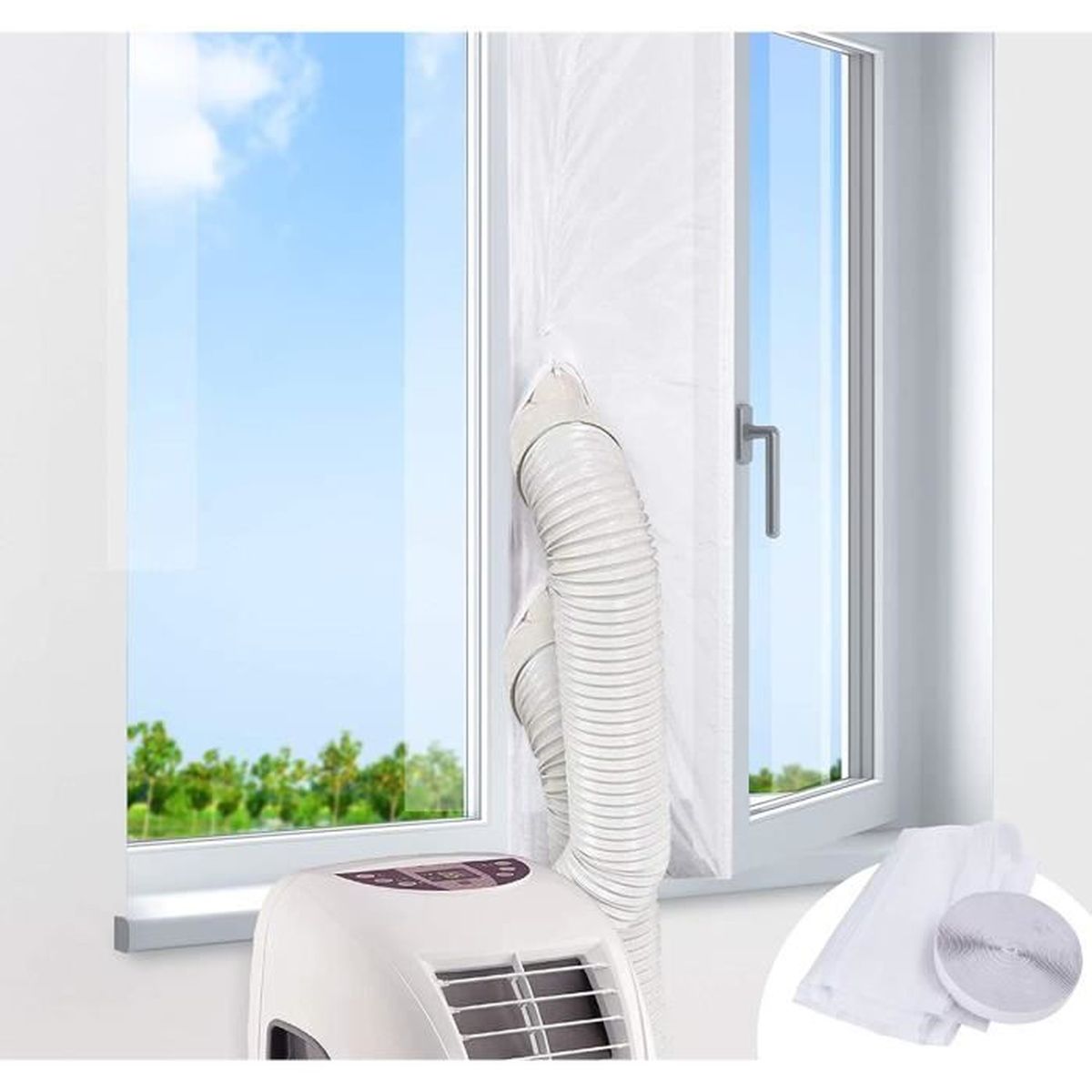 400CM Tissu de Calfeutrage pour Fenêtres Joint de Fenêtre pour La Climatisation pour fixation aux fenêtres IWILCS Joint de Fenêtre pour Climatiseur fenêtres à battants puits de lumière